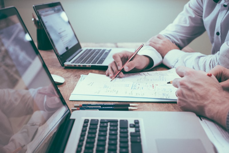 Business executives reviewing strategy documents